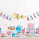 The Big Reveal - Quastengirlande | 240 cm, Rosa/Blau