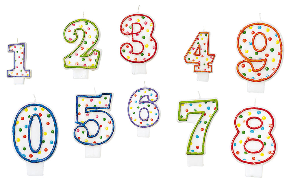 Geburtstagskerze Polka Dots - Bunt | Zahl 9
