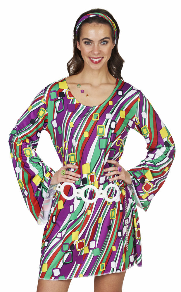 Hippie Retro Kostüm "Felicity" für Damen | Lila Bunt