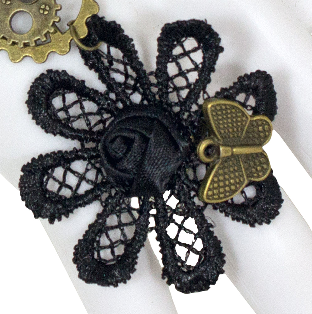 Steampunk Manolette Spitzen Armband - Schwarz Gold