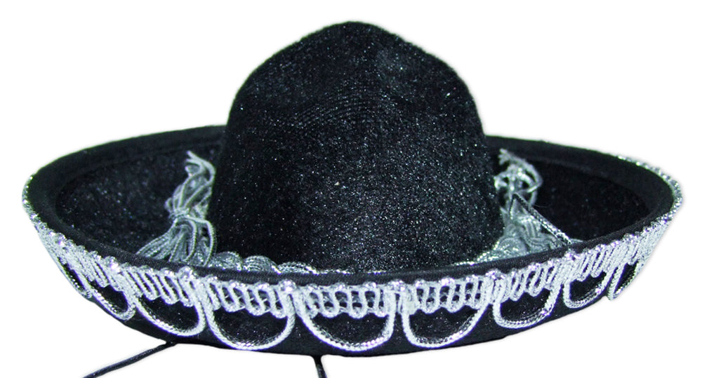 Mini Sombrero zum Mexikanerin Kostüm | Schwarz Silber