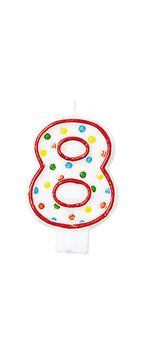 Geburtstagskerze Polka Dots - Bunt | Zahl 8
