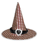 Hexenhut "Speckles" mit Herzschnalle und Punkten | Braun