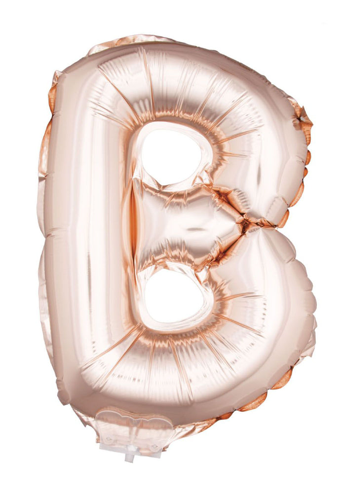 Buchstaben Folienballon mit Stab 41 cm - Roségold Buchstabe B