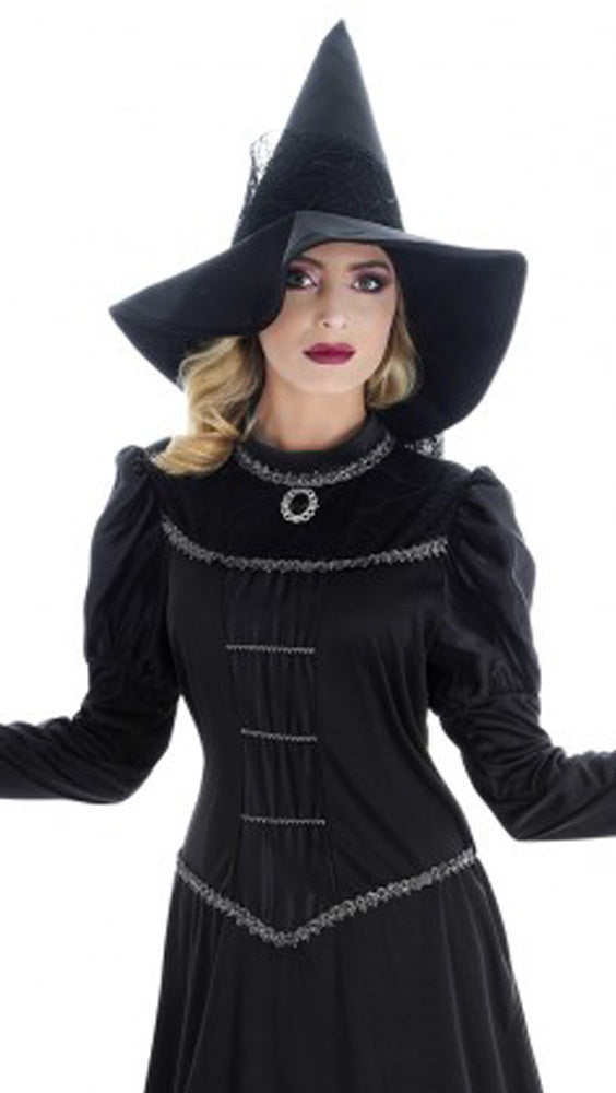 Halloween Damen Kostüm "Hexe Orelie" - Kleid mit Hut | Schwarz