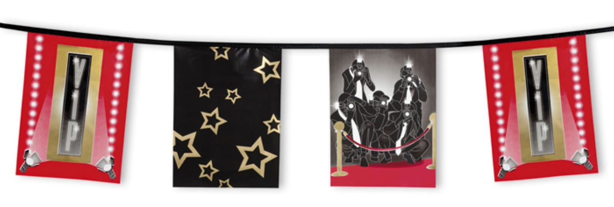 "VIP Party" Wimpelkette PE 20x30cm L: 6m | Schwarz