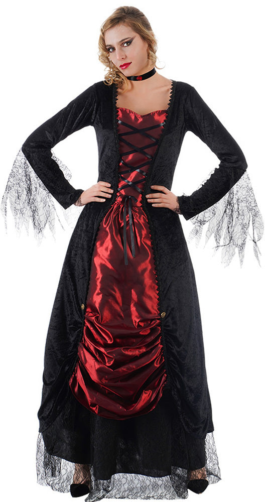 Halloween Damen Kostüm "Vampir Selina" | Kleid Schwarz Rot