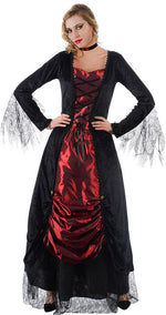 Halloween Damen Kostüm "Vampir Selina" | Kleid Schwarz Rot