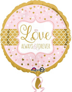 18"/Ø43cm Folienballon "Love - Always & Forever" | Rosa/Gold