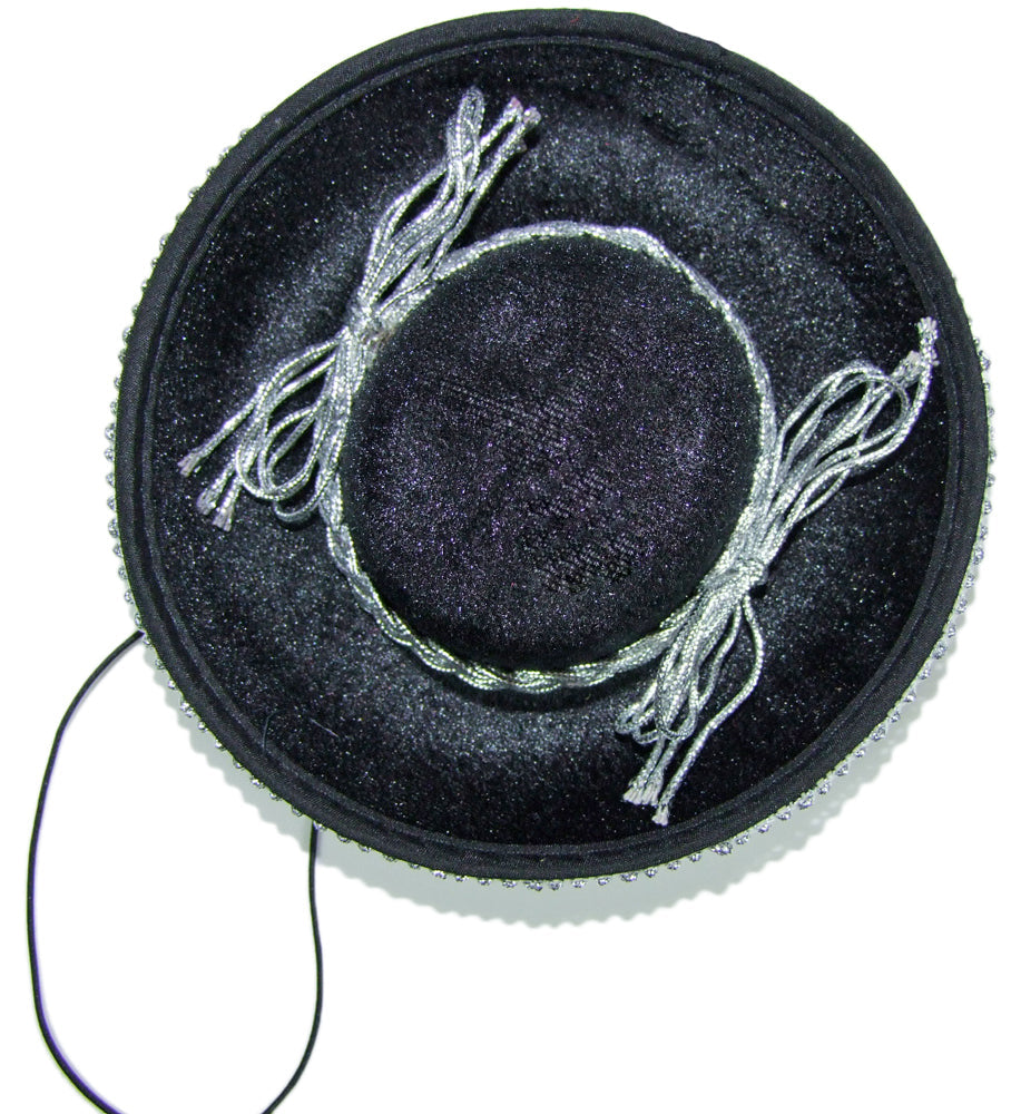 Mini Sombrero zum Mexikanerin Kostüm | Schwarz Silber