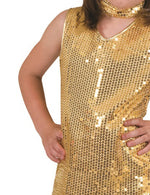 Disco Pailletten Kleid für Mädchen mit Halsband - Gold