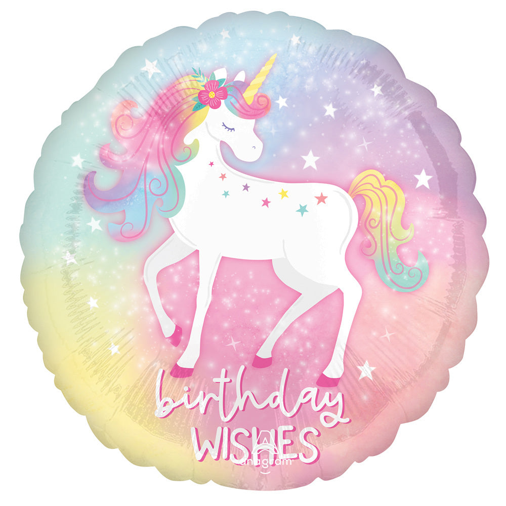 ABC18 Folienballon "Enchanted Unicorn" | Ø 43 cm