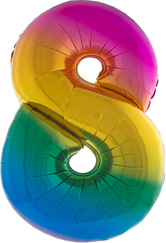 XXL Zahlen Folienballon 100 cm - Regenbogen 8
