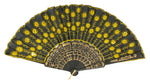 Barock Fächer mit Glitzer Pailletten | Schwarz Gold