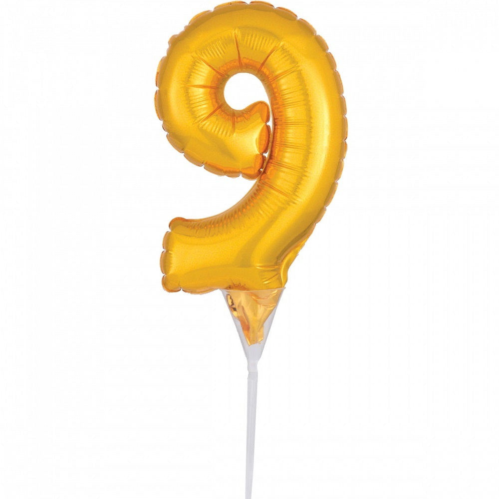 Folienballon-Tortendeko - Gold | Zahl 9