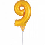 Folienballon-Tortendeko - Gold | Zahl 9