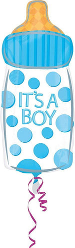 Shape Folienballon Babyflasche "It's a boy" | 25x58cm
