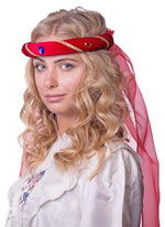 Mittelalter Haarband "Rosalin" mit Schleier für Damen | Rot