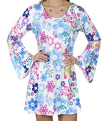 Hippie Kostüm "Lovely" für Damen | Weiß Bunt