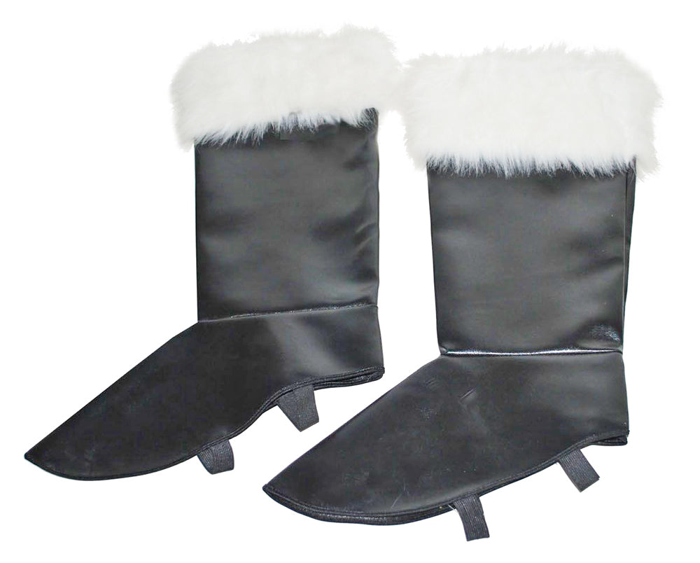 Stiefelstulpen mit Fell zum Weihnachtsmann Kostüm | Schwarz Weiß