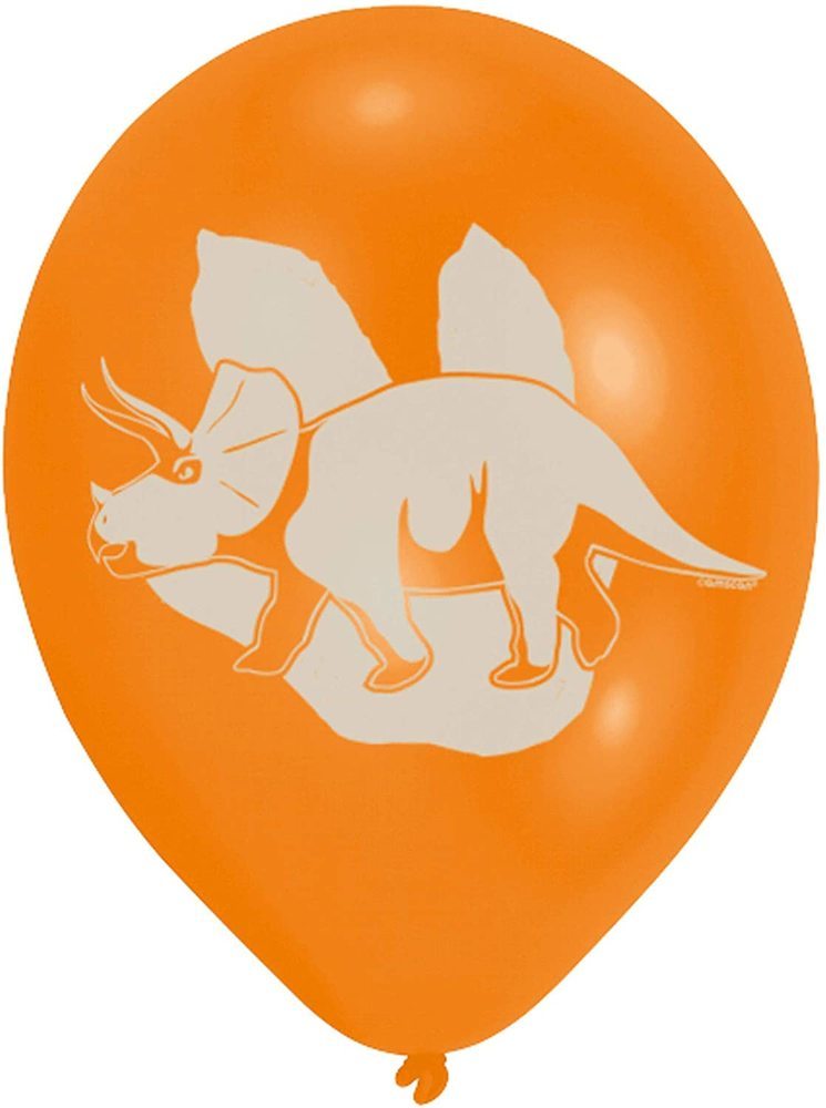 Dinosaurier - Latexballons | 6 Stück, 27,5 cm, Orange/Grün/Blau