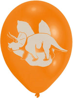 Dinosaurier - Latexballons | 6 Stück, 27,5 cm, Orange/Grün/Blau