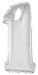 XXL Zahlen Folienballon 100 cm - Silber Zahl 1