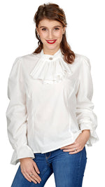 Jabot-Bluse mit Rüschen für Damen - Ecru