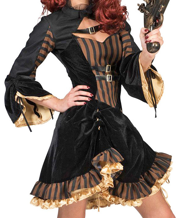 Steampunk Kostüm "Sally" für Damen - Schwarz Braun | Party Kleid