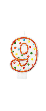 Geburtstagskerze Polka Dots - Bunt | Zahl 9