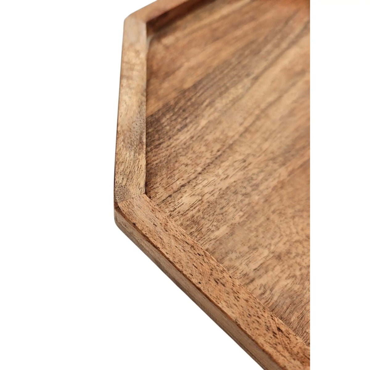 Tablett Dekotablett Achteckig Akazie 25 cm Holztablett Modern Kerzentablett