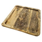 Tablett Mangoholz Holztablett Mango Holz Teller Deko braun hellbraun 24x24 cm