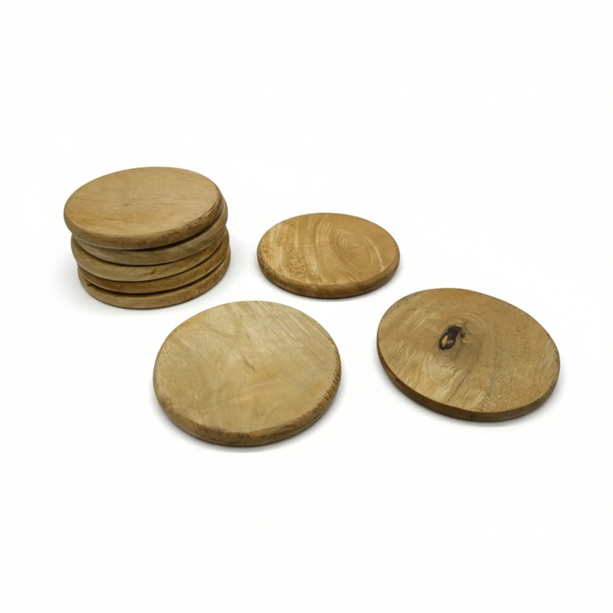 Teakholz Untersetzer rund 10 cm 8er Set – für Getränke & Raclette Rustikale Tischdeko