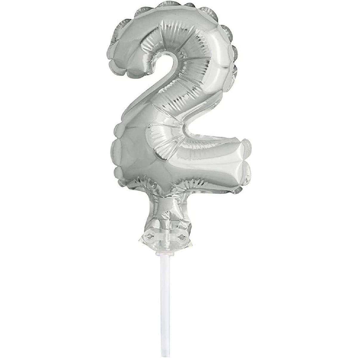Tortendeko Ballonzahl, ca.13cm #2 Silber