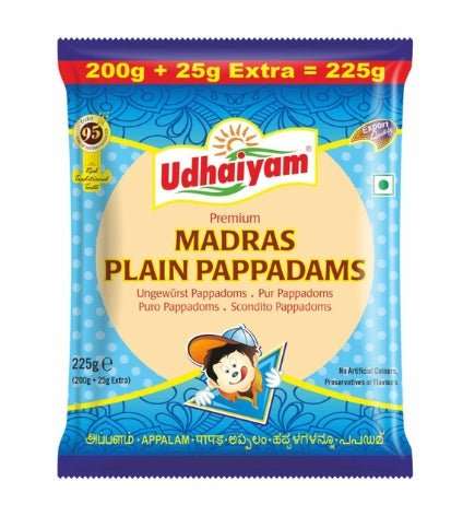 Udhaiyam Madras Plain Papad 200gm+25gm Extra - Namma Markt