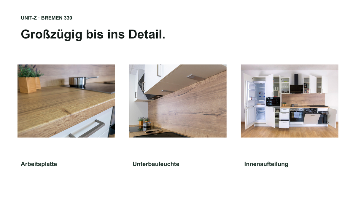 Bremen – Küchenzeile 330 cm, vormontiert