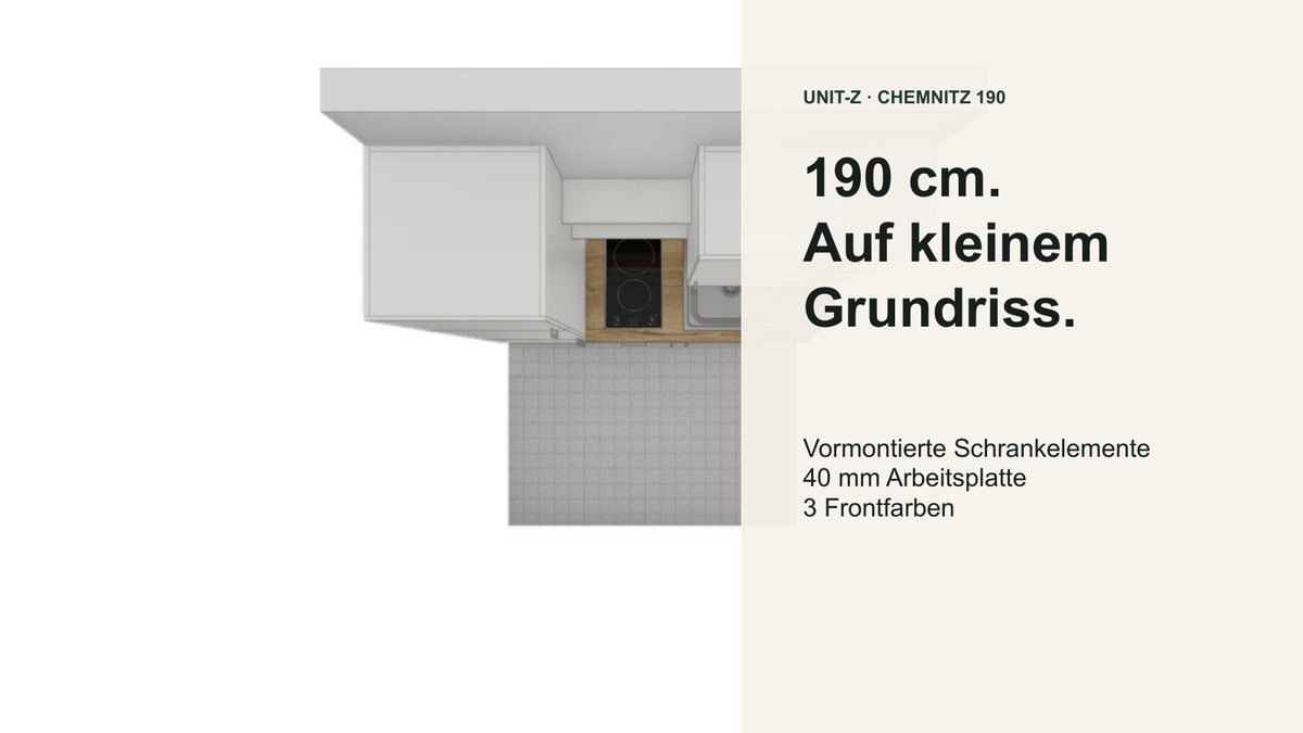 Chemnitz – Miniküche 190 cm, vormontiert