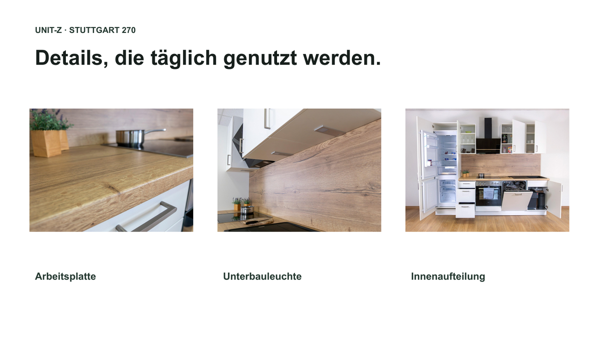 Stuttgart – Küchenzeile 270 cm, vormontiert
