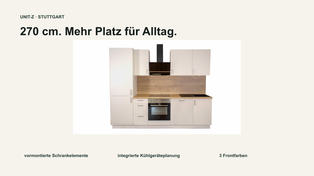 Stuttgart – Küchenzeile 270 cm, vormontiert