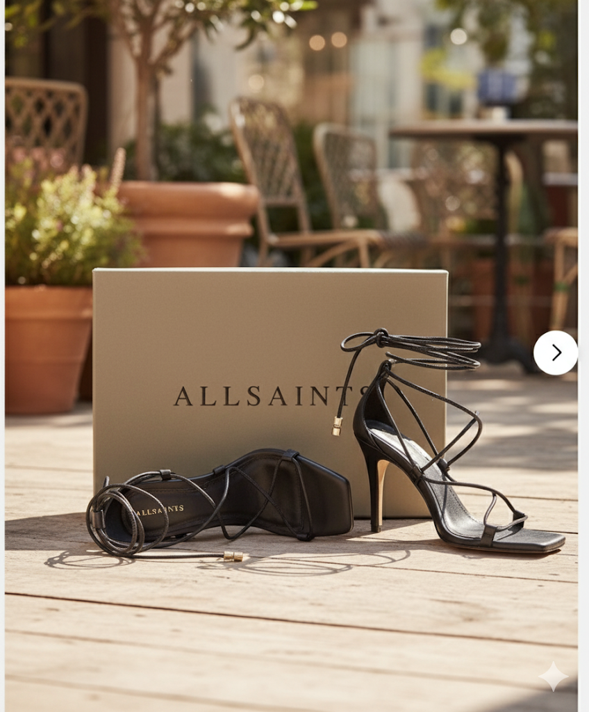 Allsaints Alice - Strappy - Goat Leather, Damenschuhe, Schwarz, Größe 39