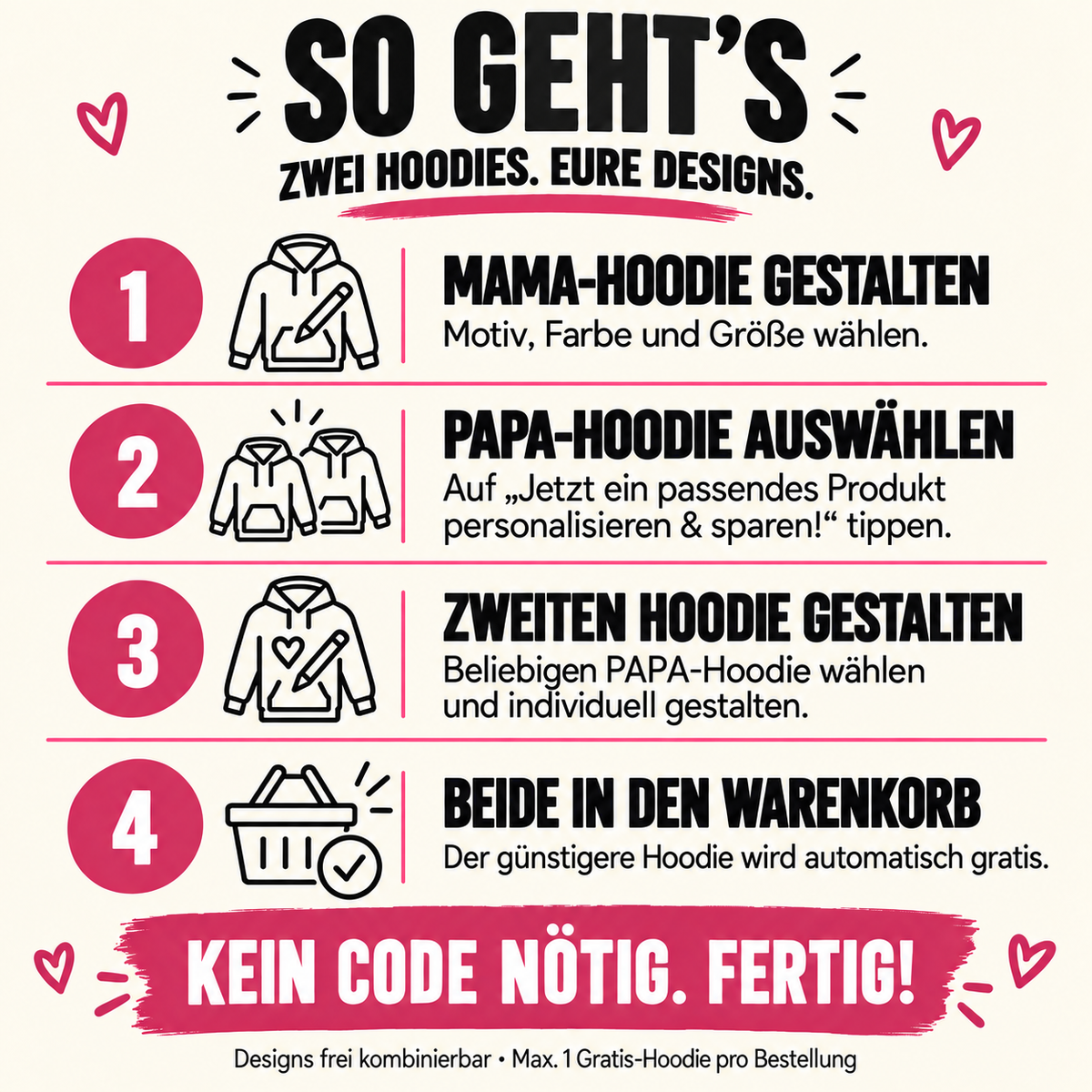 MAMA Hoodie MOM OF TWO personalisiert