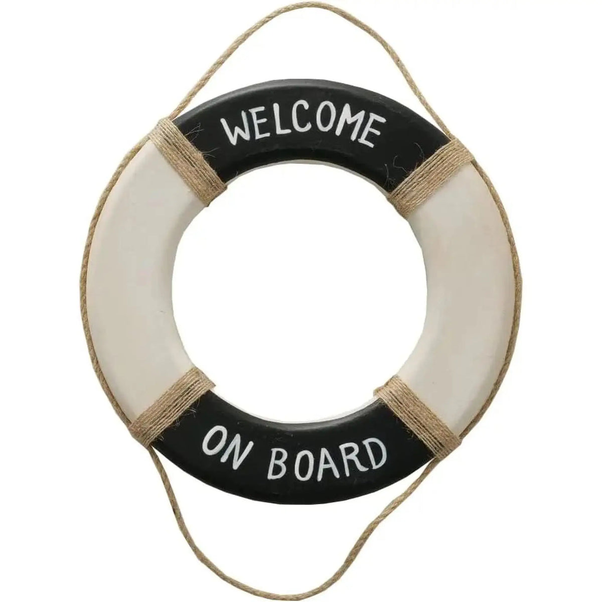 Wandbild Rettungsring Maritim schwarz 20 cm Holz Wanddeko Jute Deko Küs
