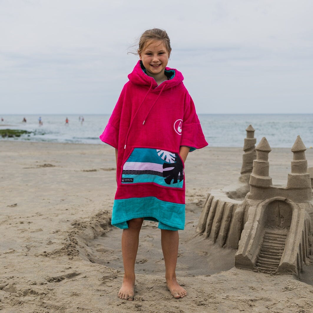 Poncho Pink Wave, Baumwolle Velours