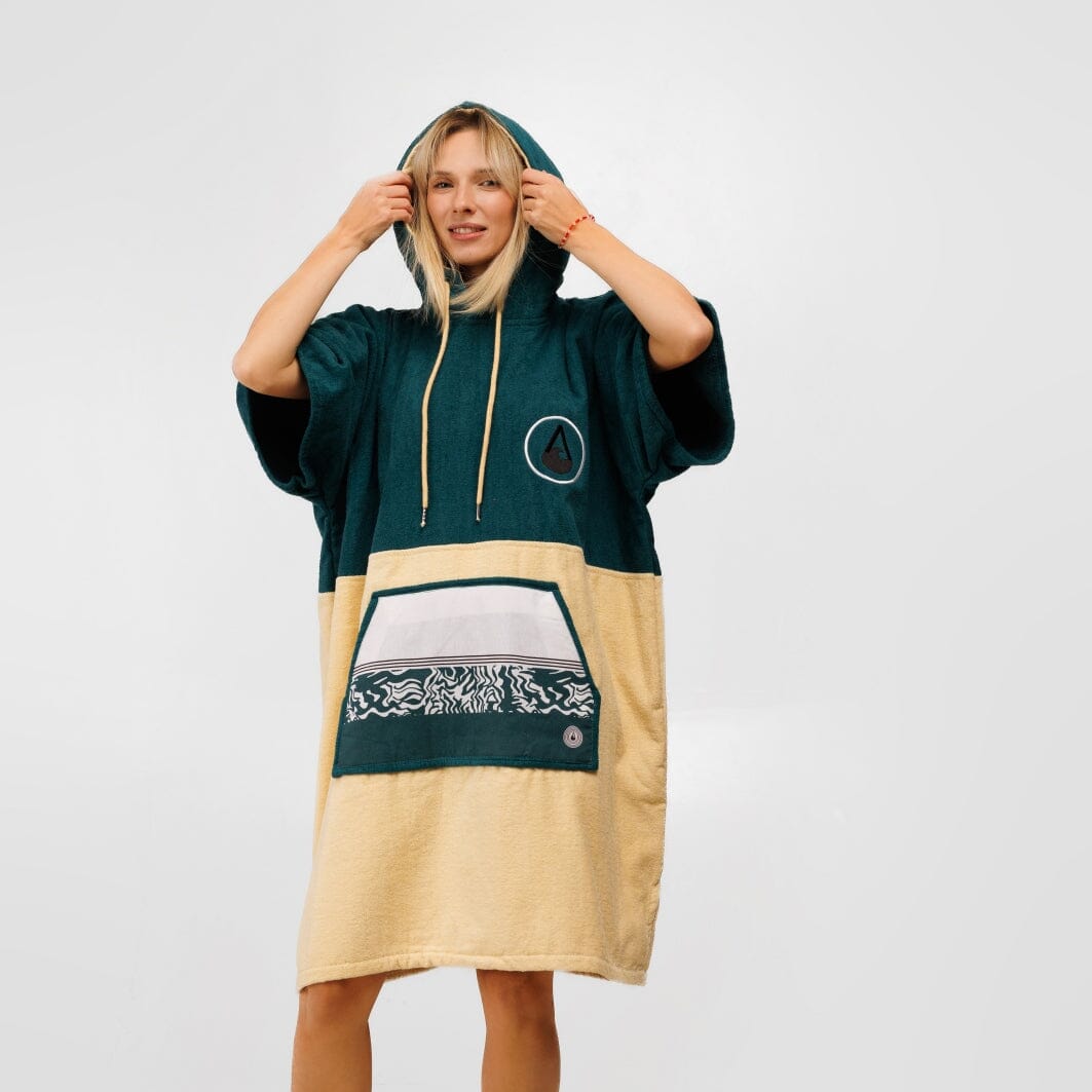 Poncho Petrol, Baumwolle Velours Namma Markt