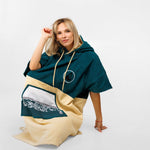 Poncho Petrol, Baumwolle Velours Namma Markt