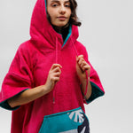Poncho Pink Wave, Baumwolle Velours