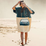 Poncho Petrol, Baumwolle Velours Namma Markt