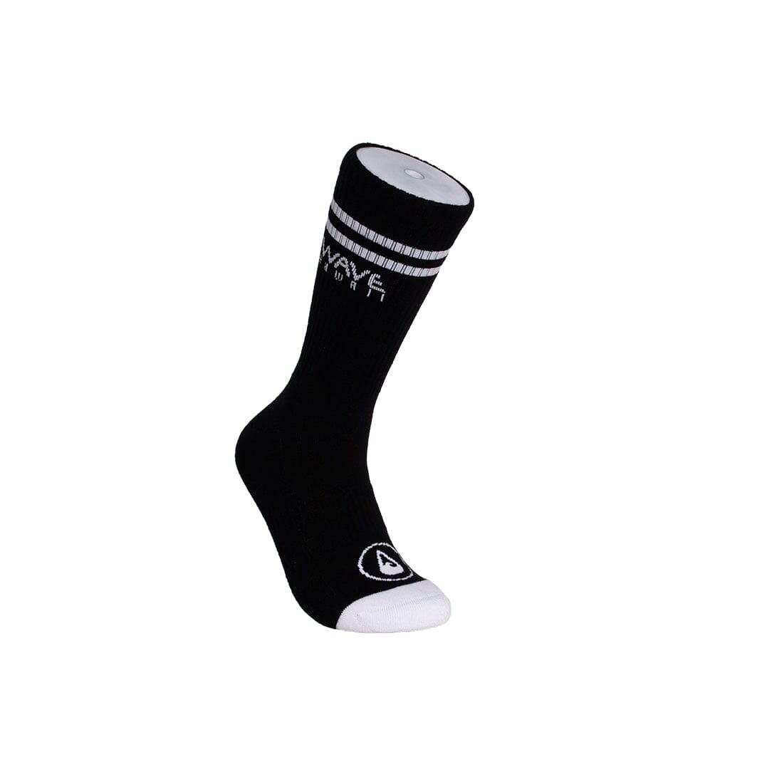 Cotton Crew Socks Stripes + Logo black