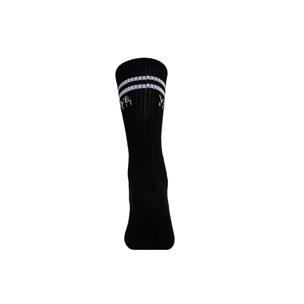 Cotton Crew Socks Stripes + Logo black