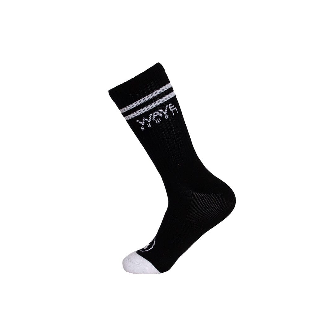Cotton Crew Socks Stripes + Logo black